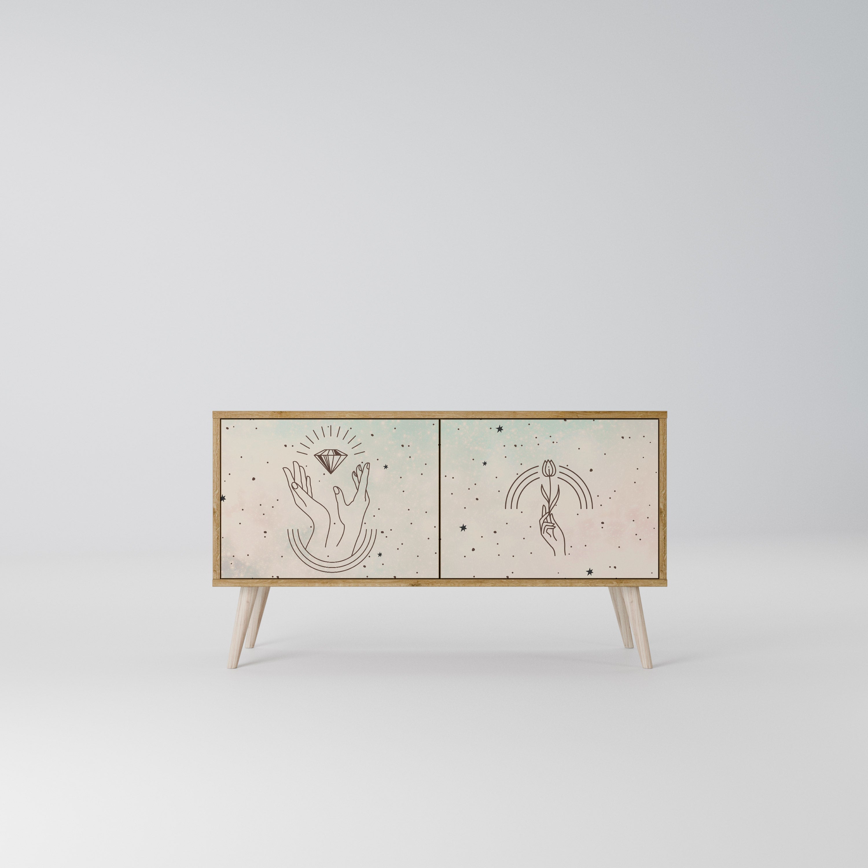 DELICATE BEAUTY Móvel de TV Compacto de 2 Portas