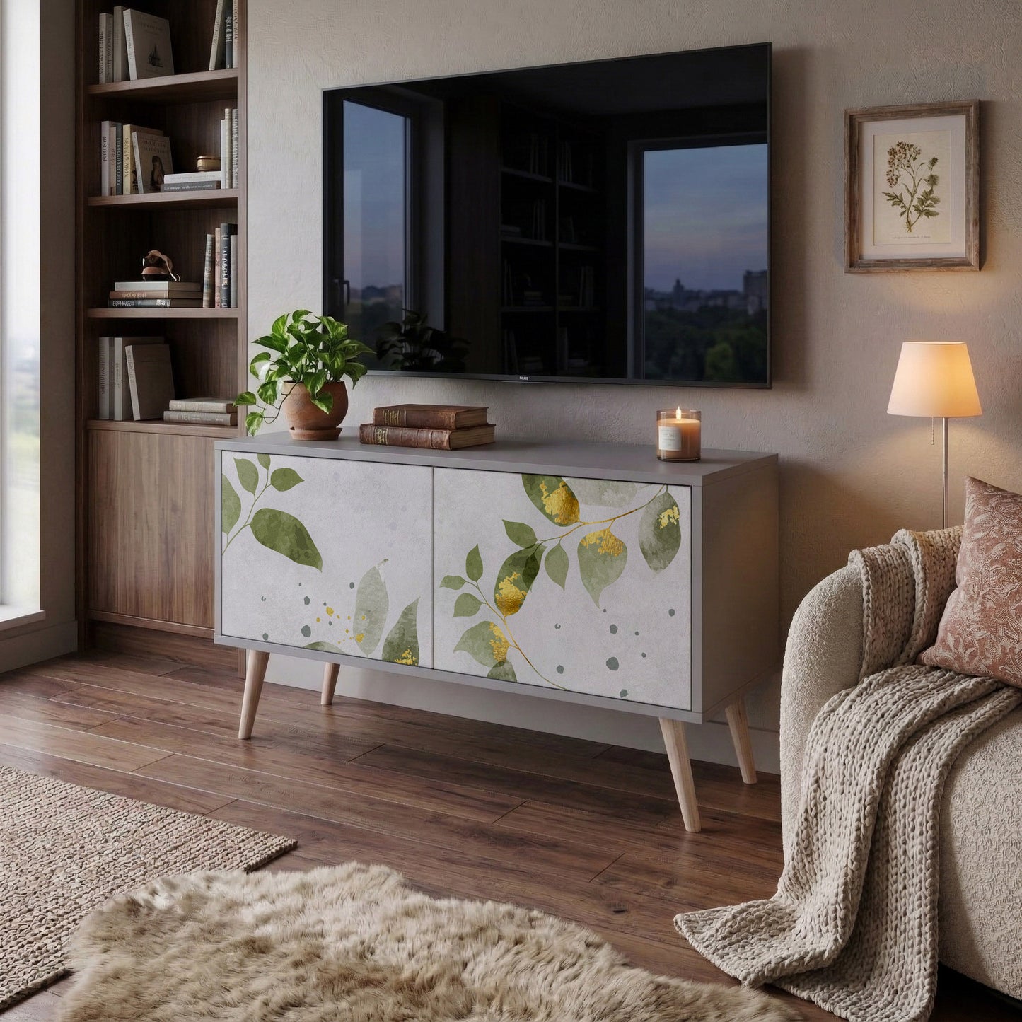 ELEGANT BOTANICS Móvel de TV Compacto de 2 Portas