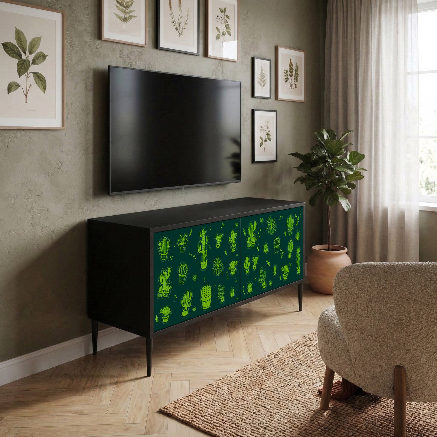 DESERT GREEN Móvel de TV Compacto de 2 Portas
