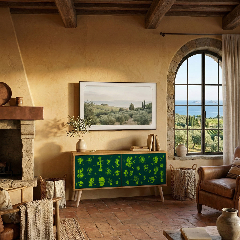 DESERT GREEN Móvel de TV Compacto de 2 Portas