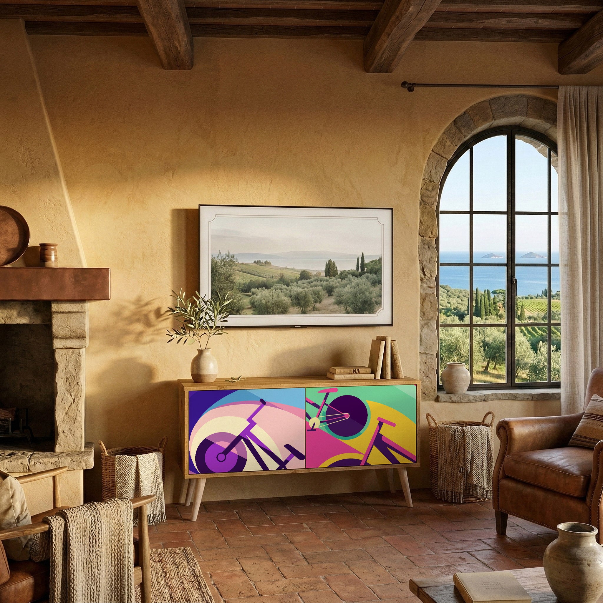 BIKE DREAMS Móvel de TV Compacto de 2 Portas