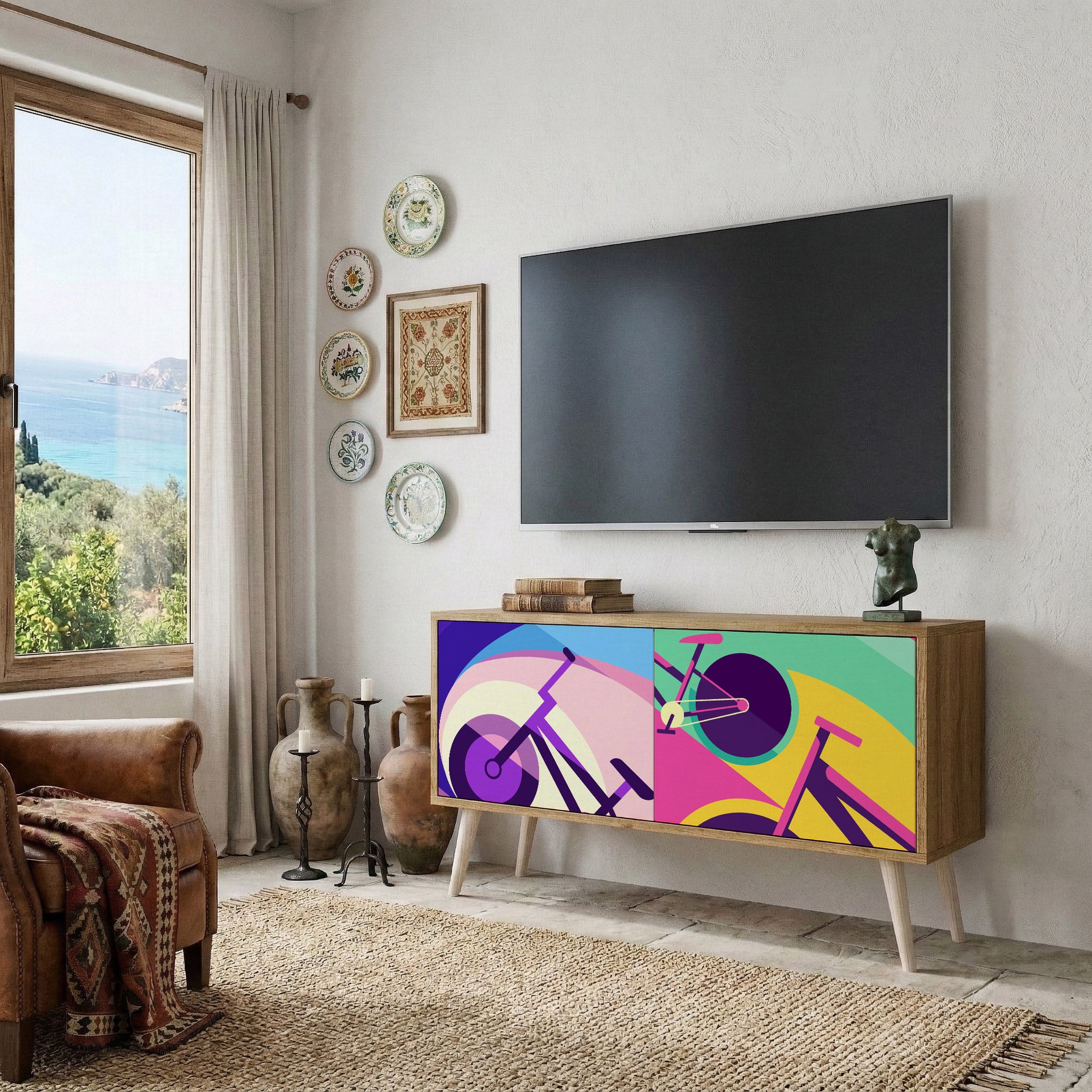 BIKE DREAMS Móvel de TV Compacto de 2 Portas