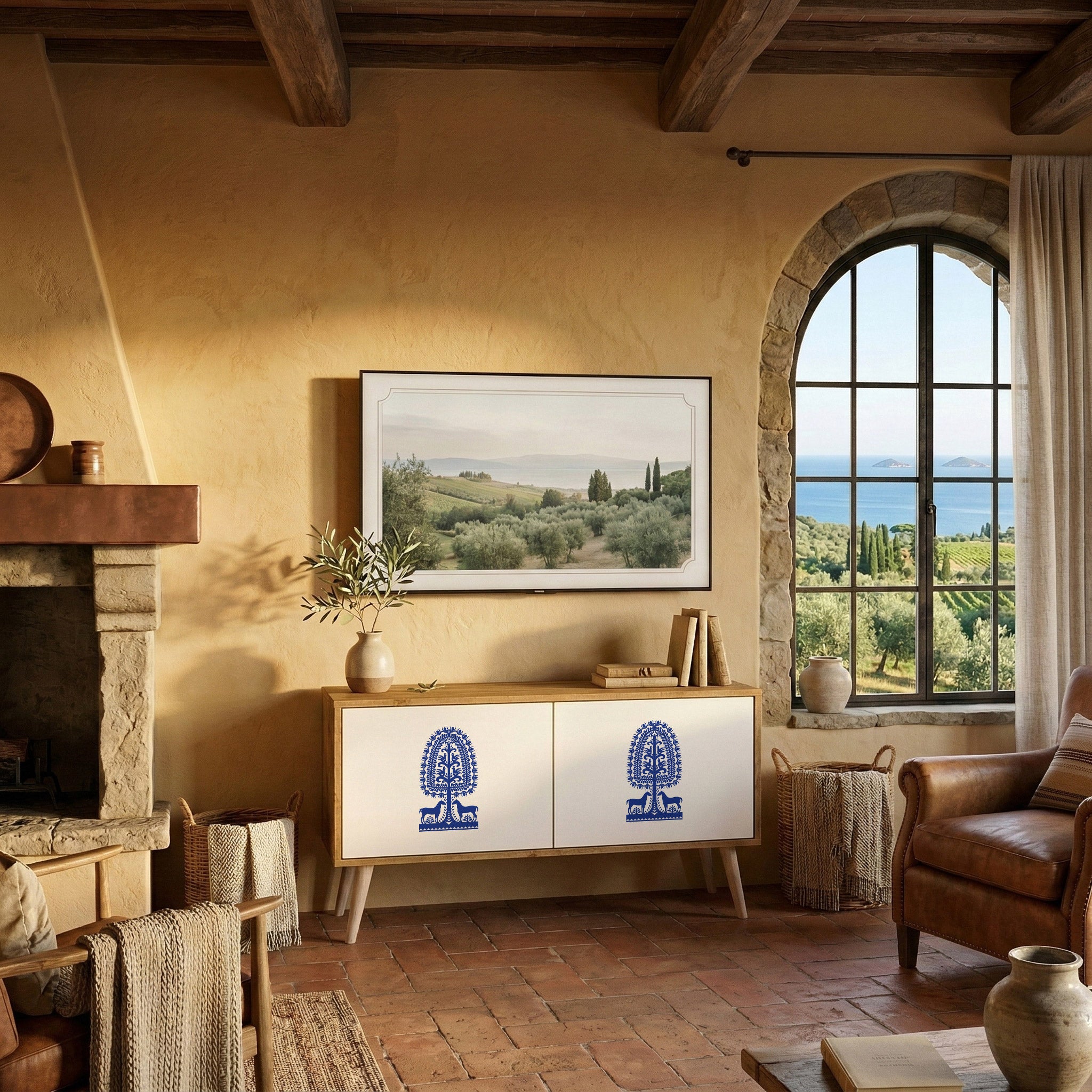 POLISH FOLK ART Móvel de TV Compacto de 2 Portas