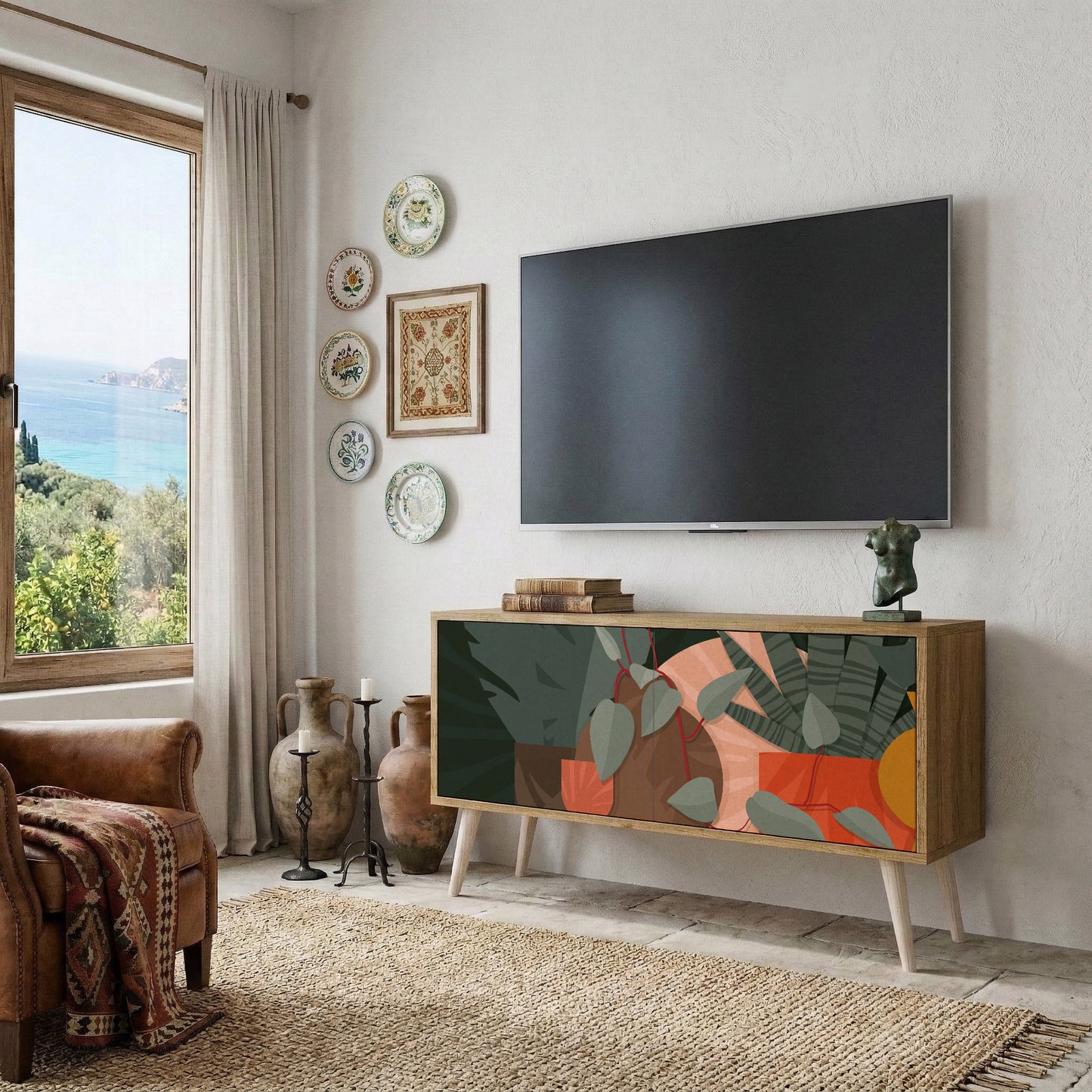 TROPICAL COMPOSITION Móvel de TV Compacto de 2 Portas
