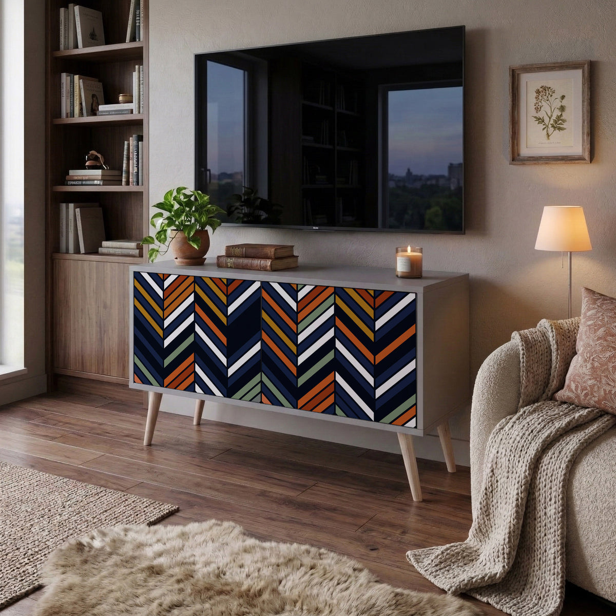 VIBRANT PATCHWORK Móvel de TV Compacto de 2 Portas