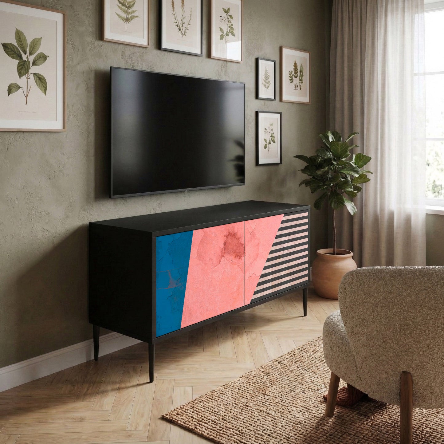GLAMOROUS STRIPE Móvel de TV Compacto de 2 Portas