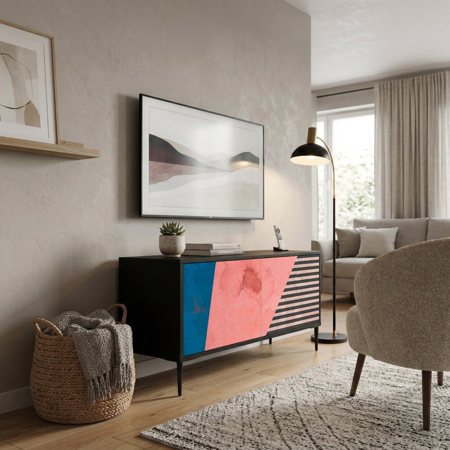 GLAMOROUS STRIPE Móvel de TV Compacto de 2 Portas