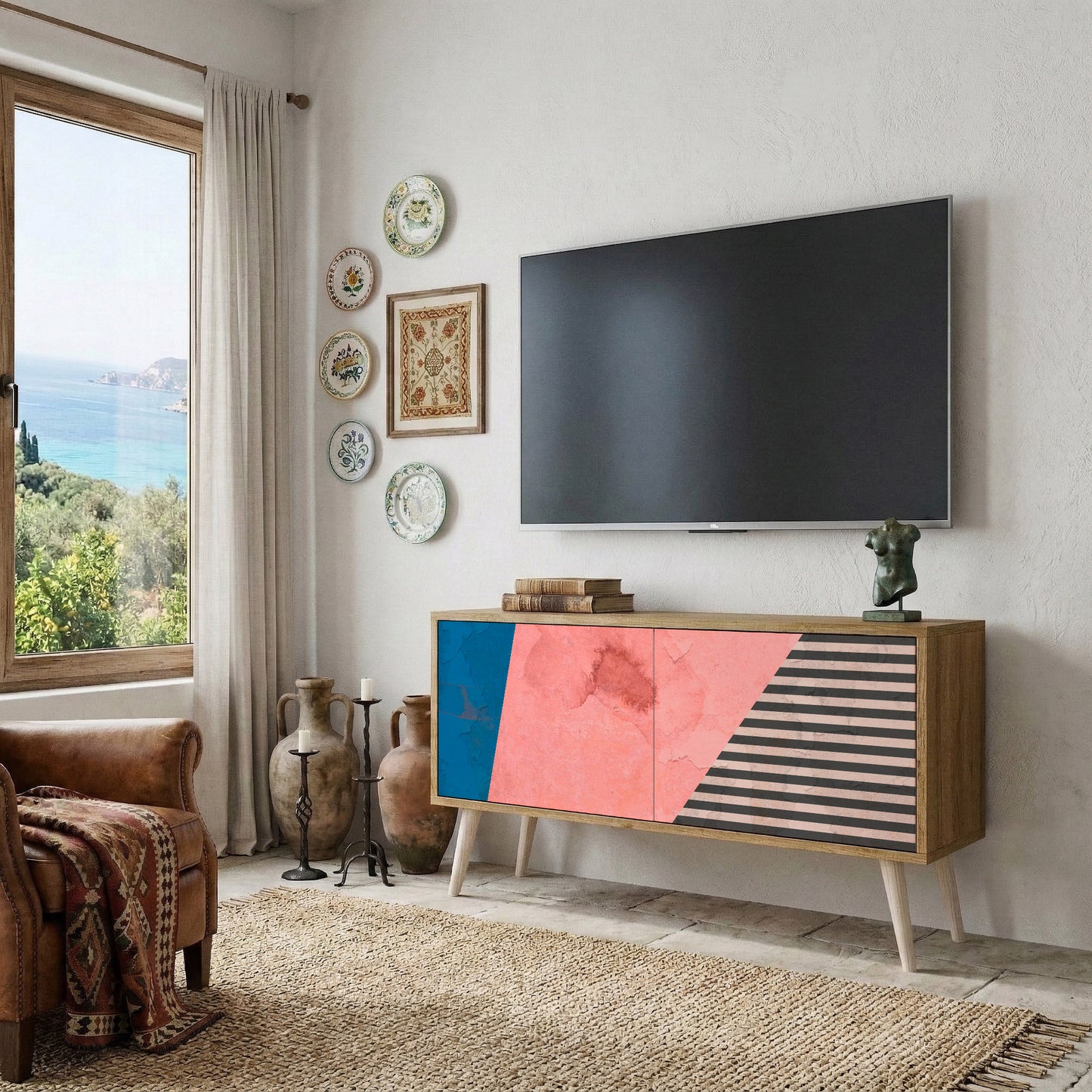 GLAMOROUS STRIPE Móvel de TV Compacto de 2 Portas