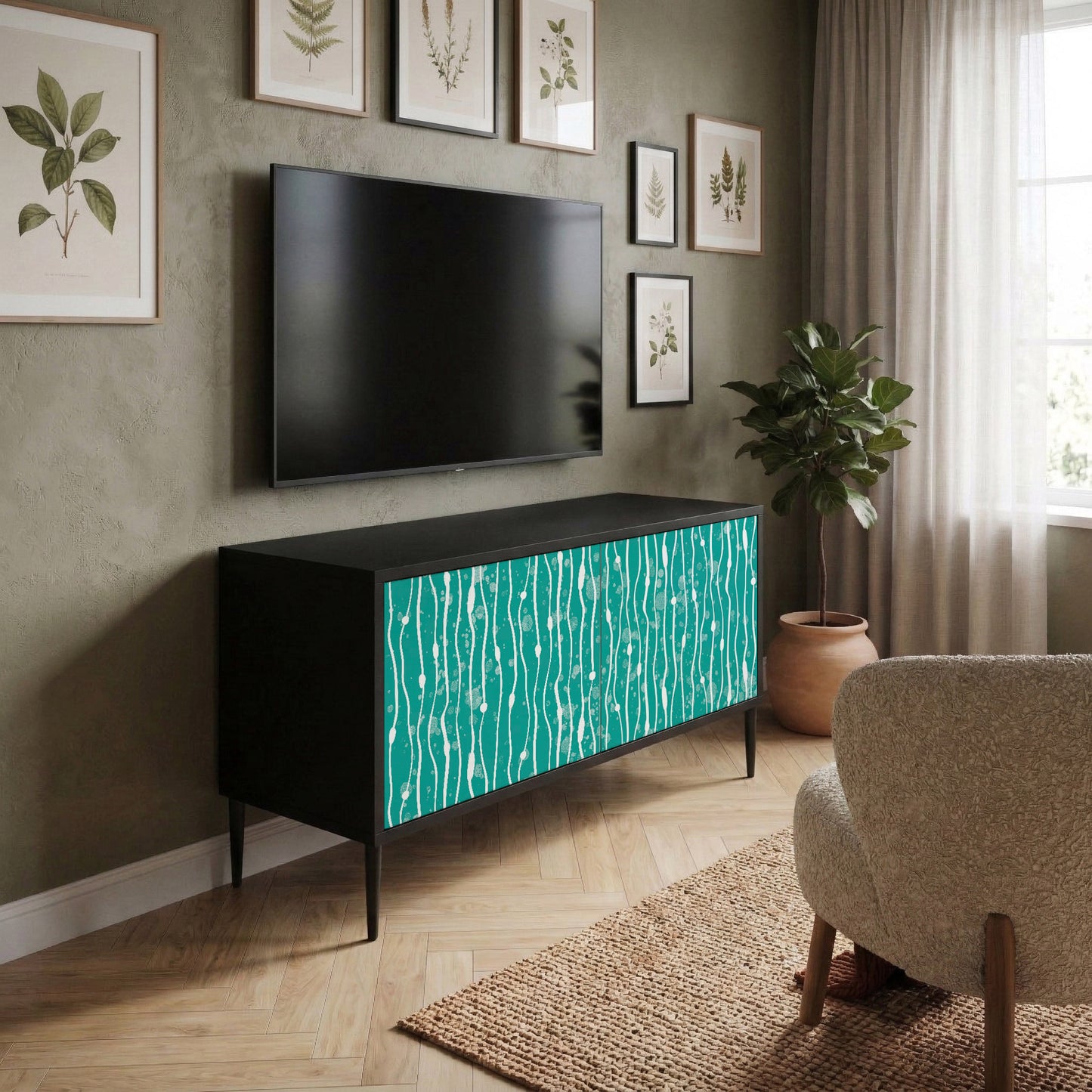TURQUOISE RAIN Móvel de TV Compacto de 2 Portas