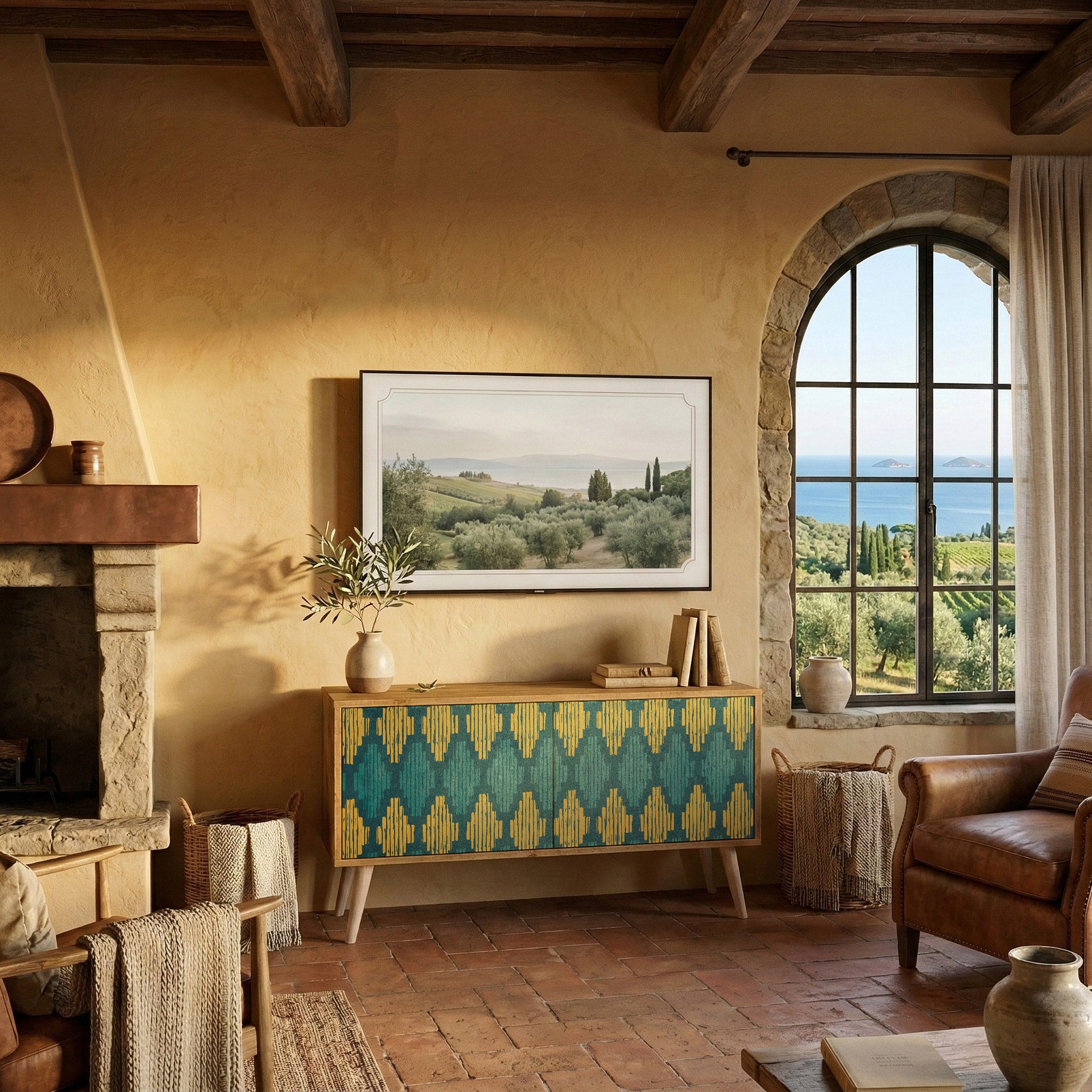 POLYGONS Compact 2-Door TV Cabinet