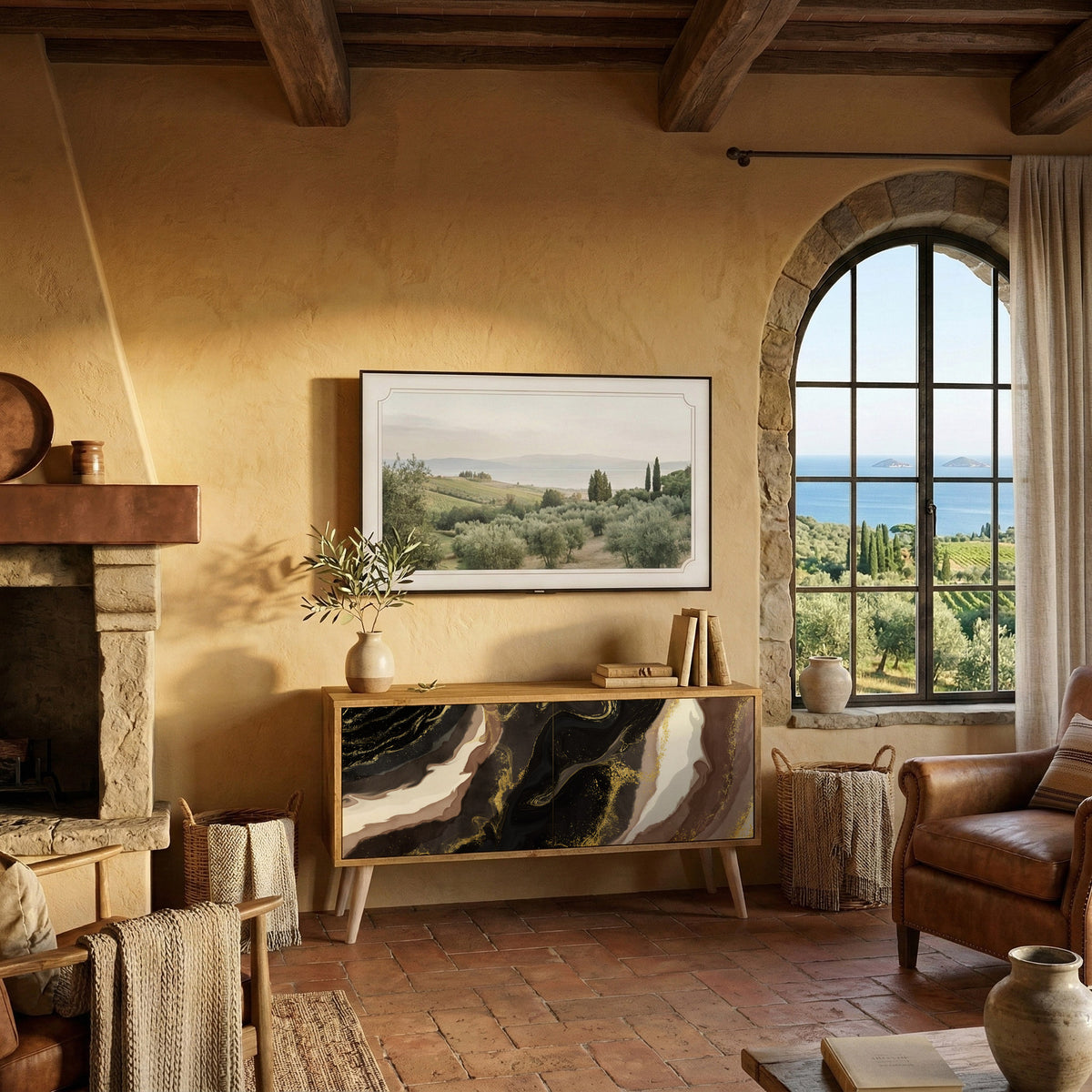 GOLD DUST Móvel de TV Compacto de 2 Portas