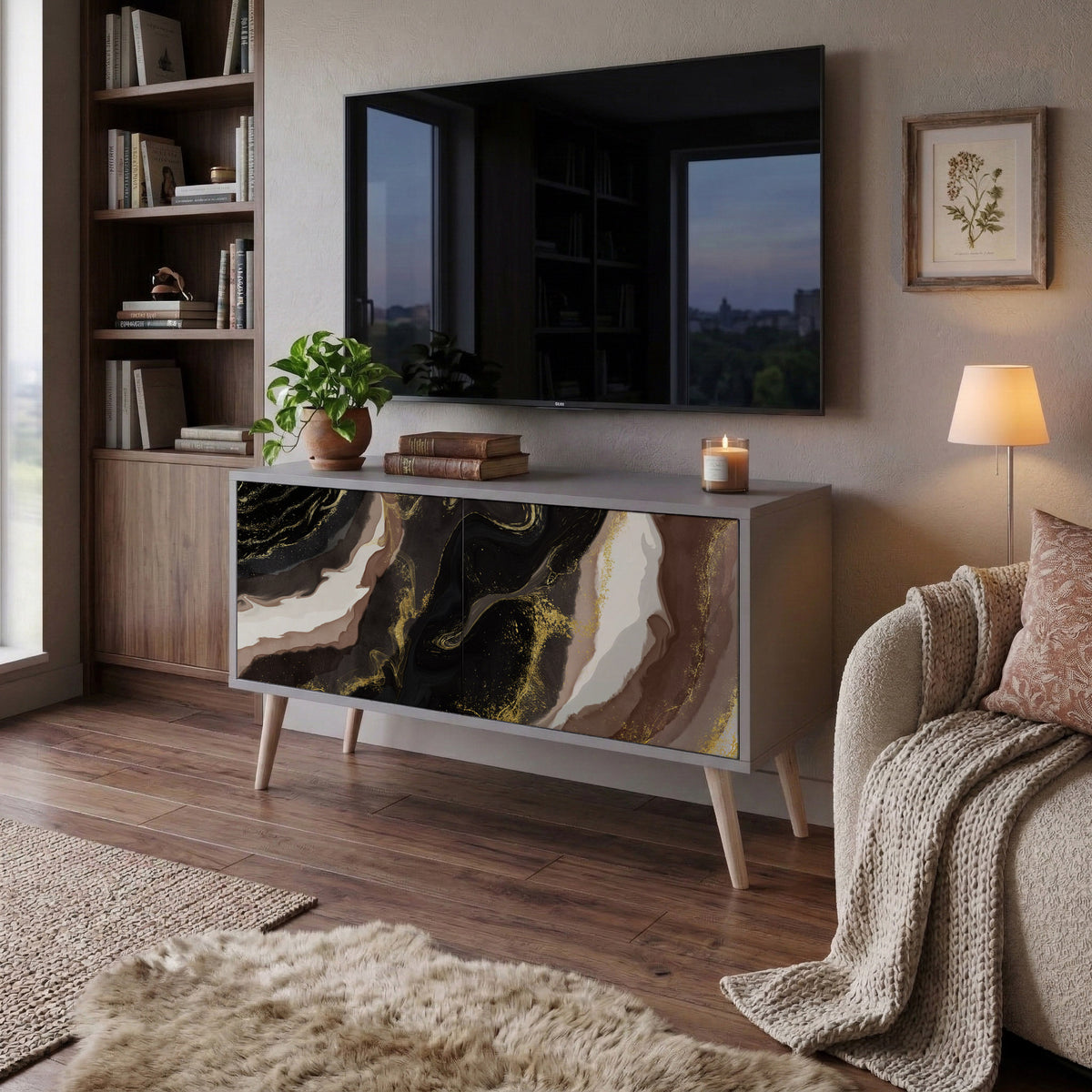 GOLD DUST Móvel de TV Compacto de 2 Portas