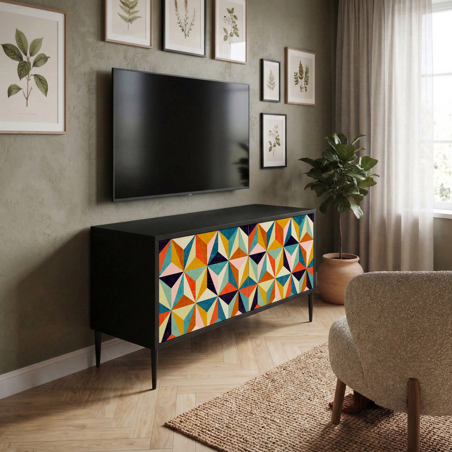 TESSELATE TREASURES Móvel de TV Compacto de 2 Portas