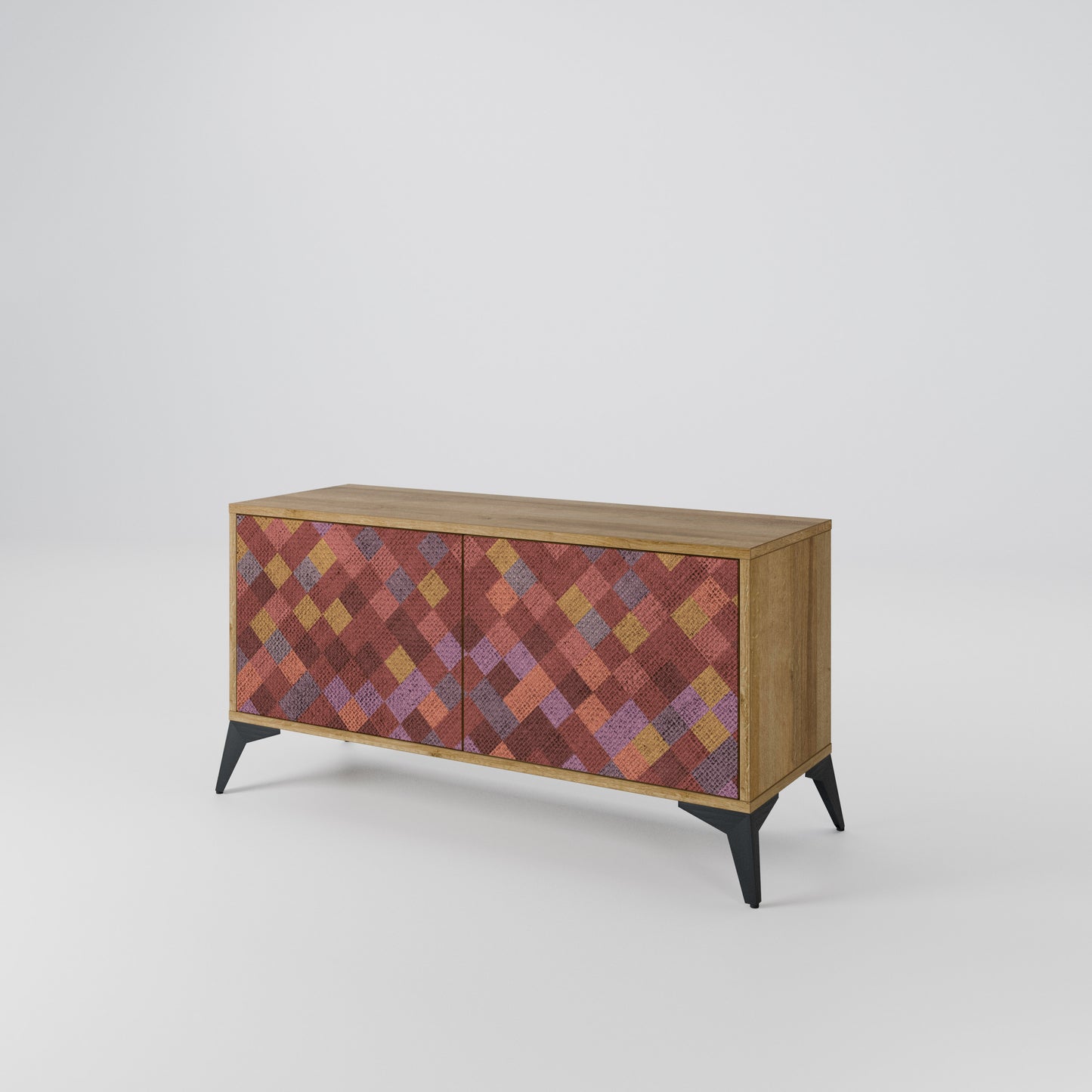 PAINTED SQUARES Compact 2-Door TV Cabinet