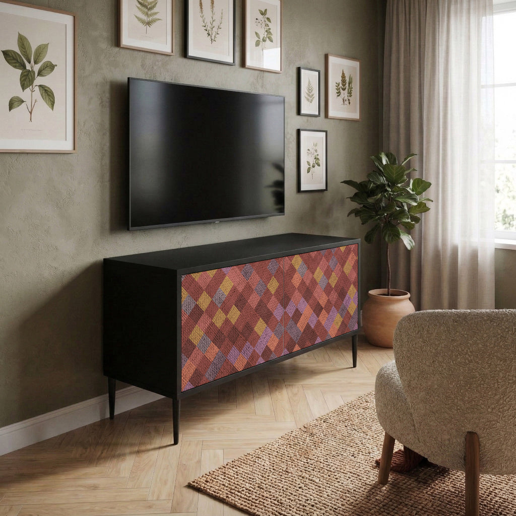 PAINTED SQUARES Compact 2-Door TV Cabinet