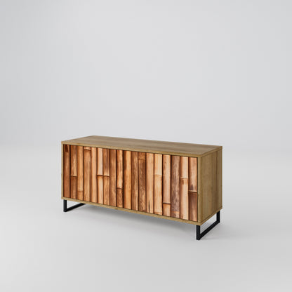 NATURAL WOOD Móvel de TV Compacto de 2 Portas