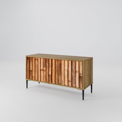 NATURAL WOOD Móvel de TV Compacto de 2 Portas