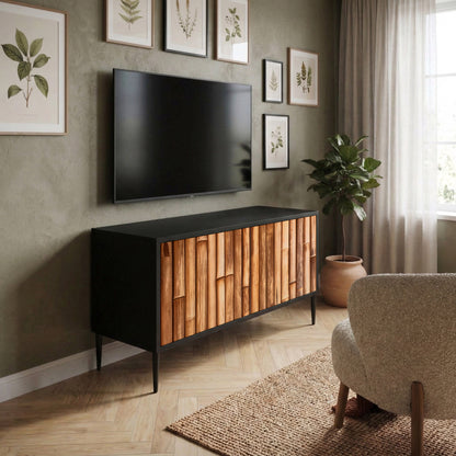 NATURAL WOOD Móvel de TV Compacto de 2 Portas