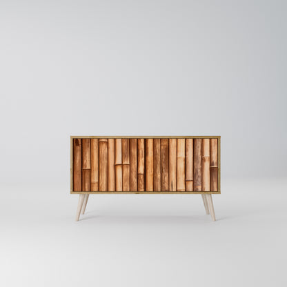 NATURAL WOOD Móvel de TV Compacto de 2 Portas