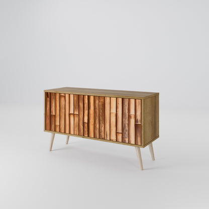 NATURAL WOOD Móvel de TV Compacto de 2 Portas