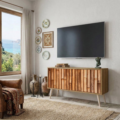 NATURAL WOOD Móvel de TV Compacto de 2 Portas