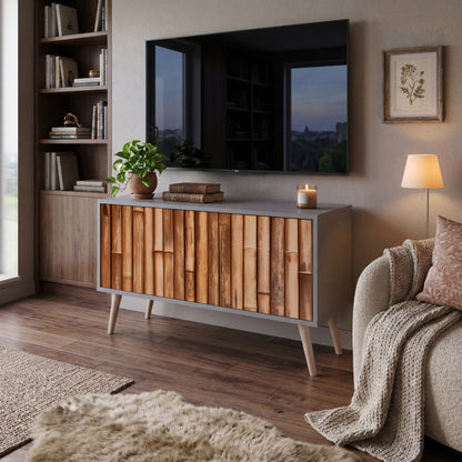 NATURAL WOOD Móvel de TV Compacto de 2 Portas