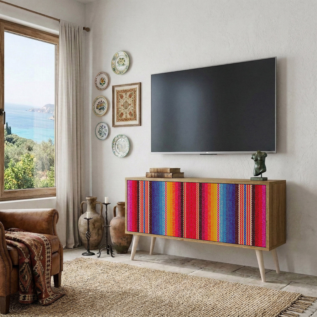 ETHNIC MEXICAN Móvel de TV Compacto de 2 Portas