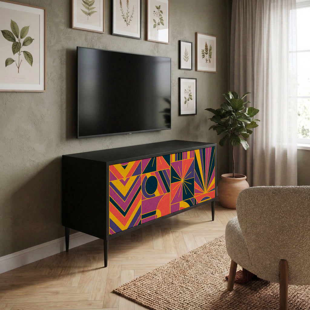ELECTRIC PATTERNS Móvel de TV Compacto de 2 Portas