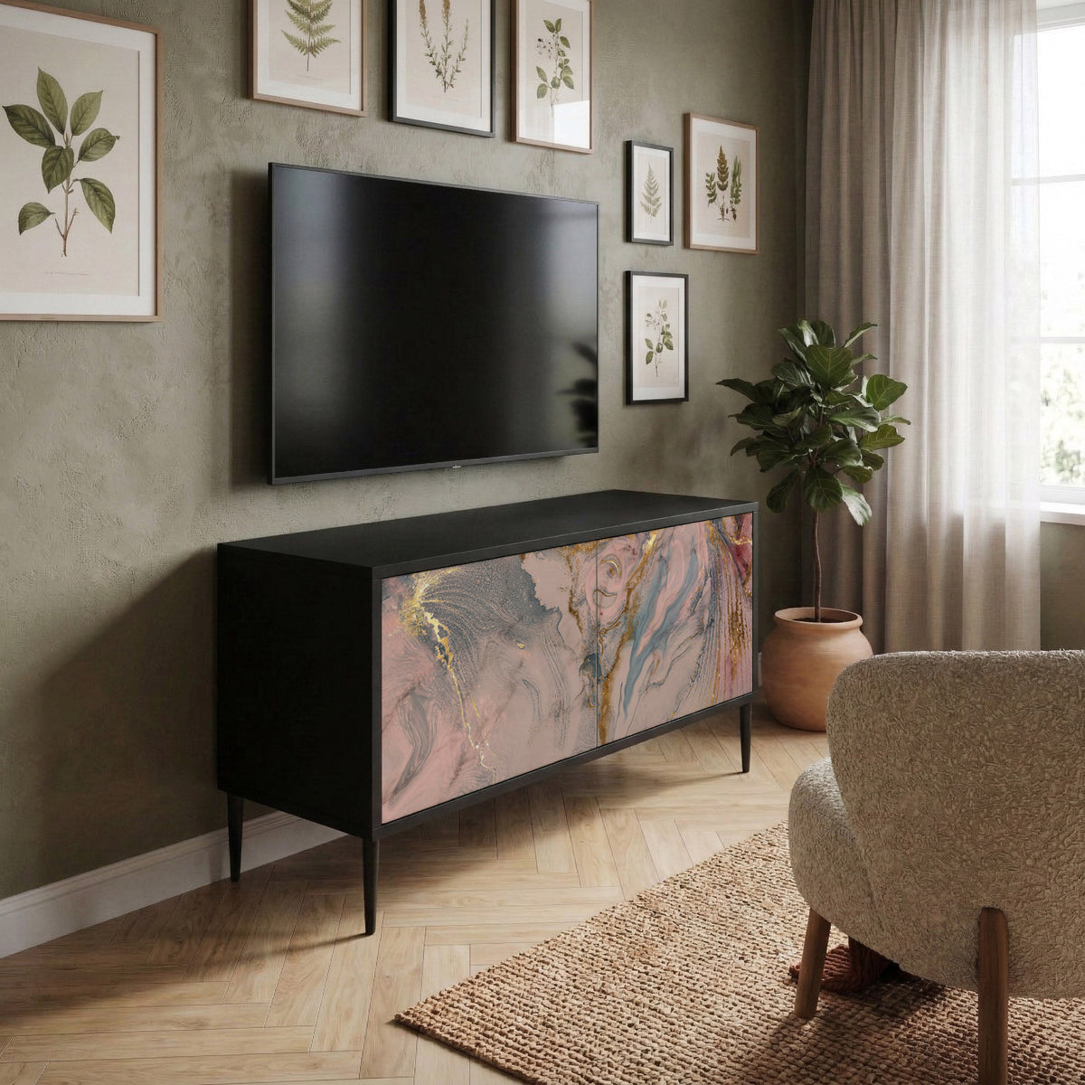 GILDED SWIRLS Compact 2-Door TV Cabinet