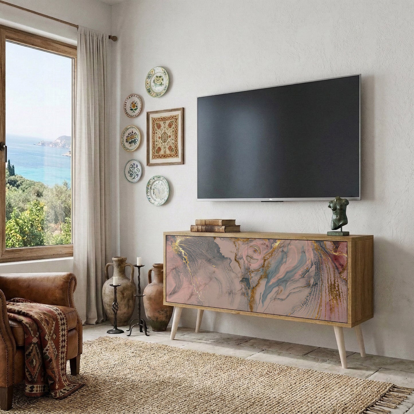 GILDED SWIRLS Compact 2-Door TV Cabinet