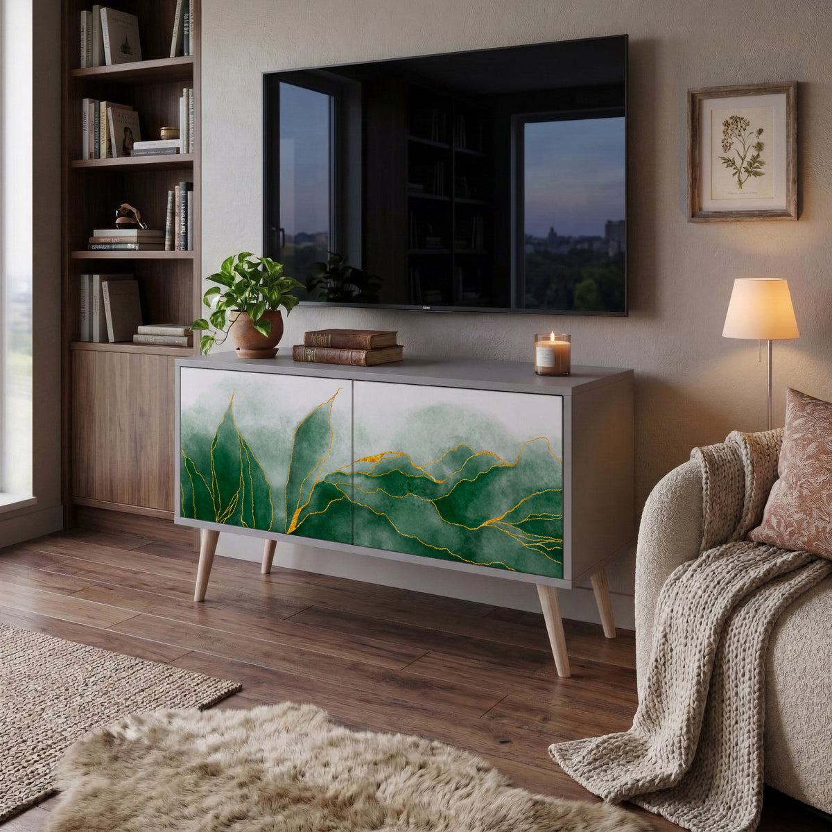 EXPENSIVE NATURE Móvel de TV Compacto de 2 Portas