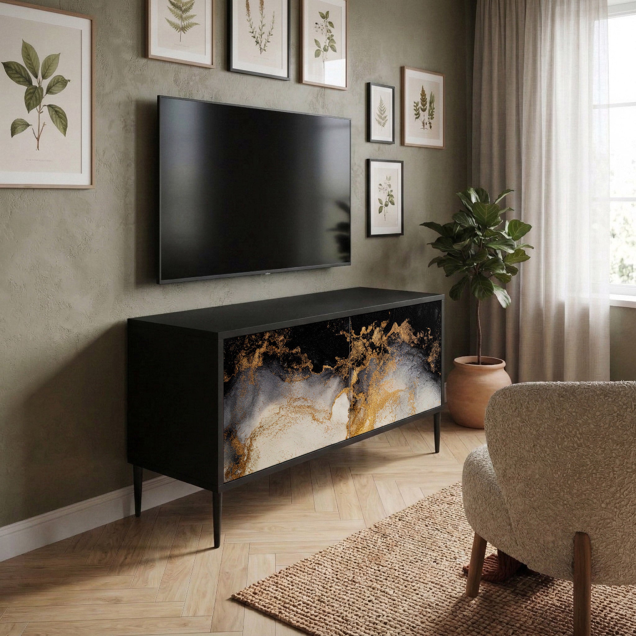 MARBLE OF TOMMORROW Móvel de TV Compacto de 2 Portas