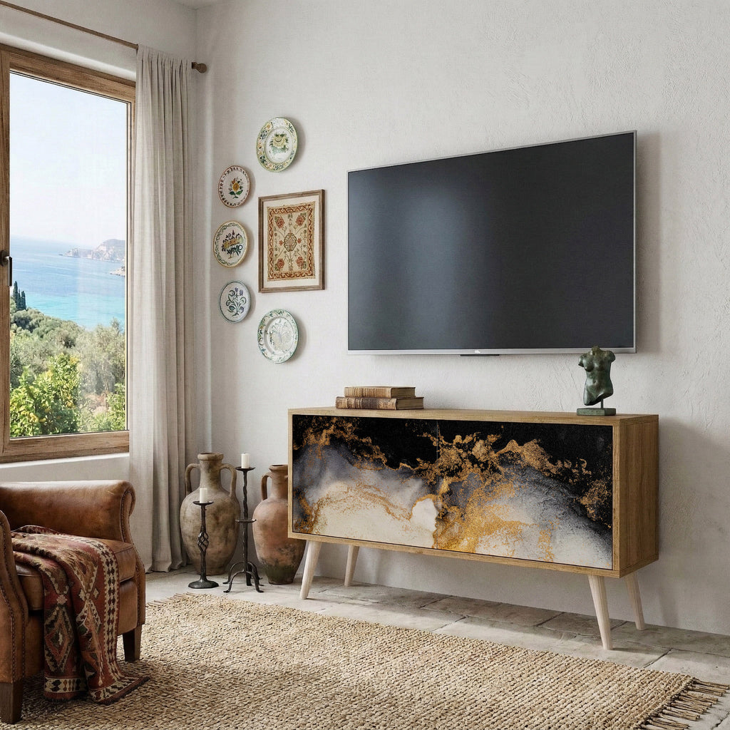 MARBLE OF TOMMORROW Compact 2-Door TV Cabinet