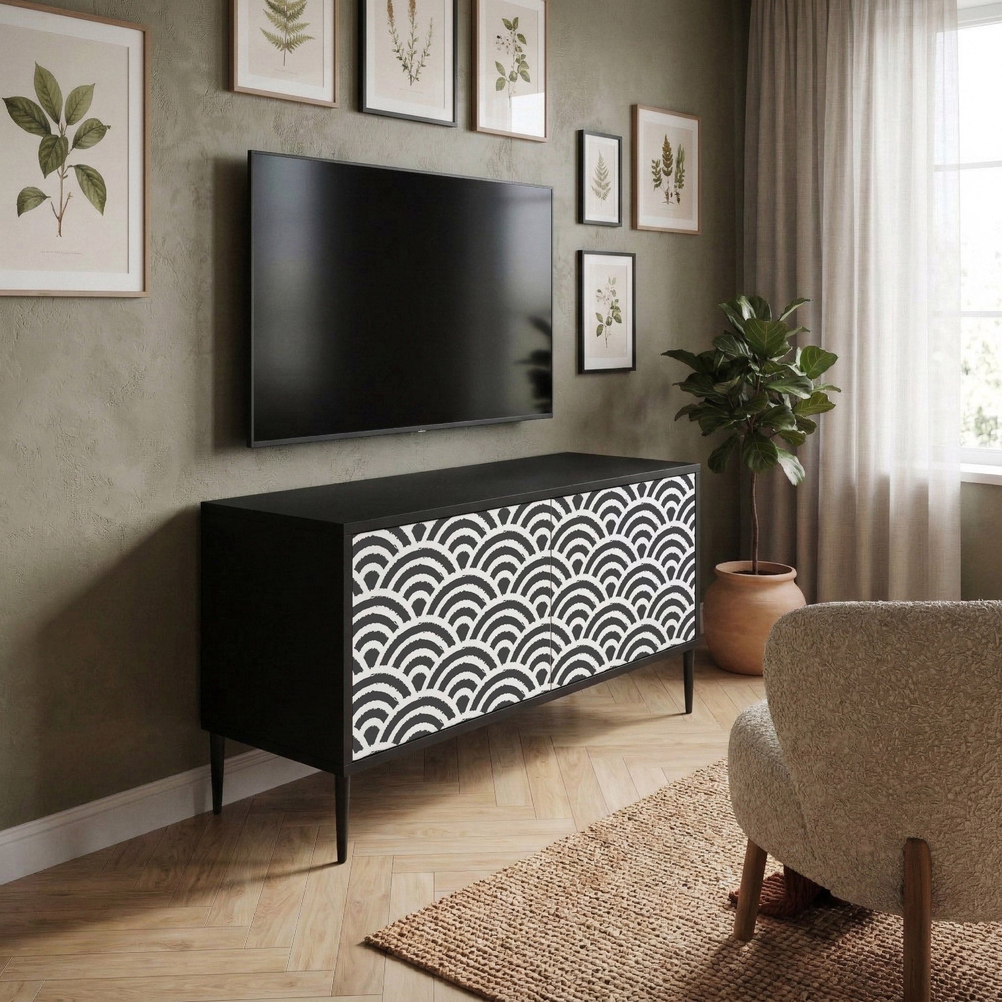 GLOOMY HOST Compact 2-Door TV Cabinet