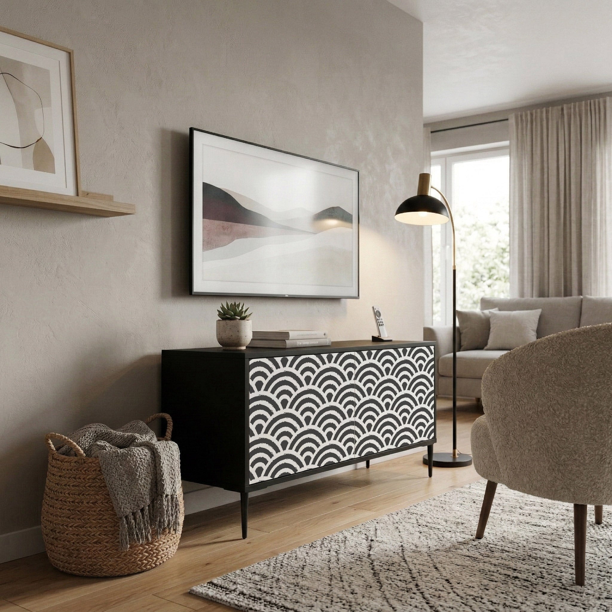 GLOOMY HOST Compact 2-Door TV Cabinet