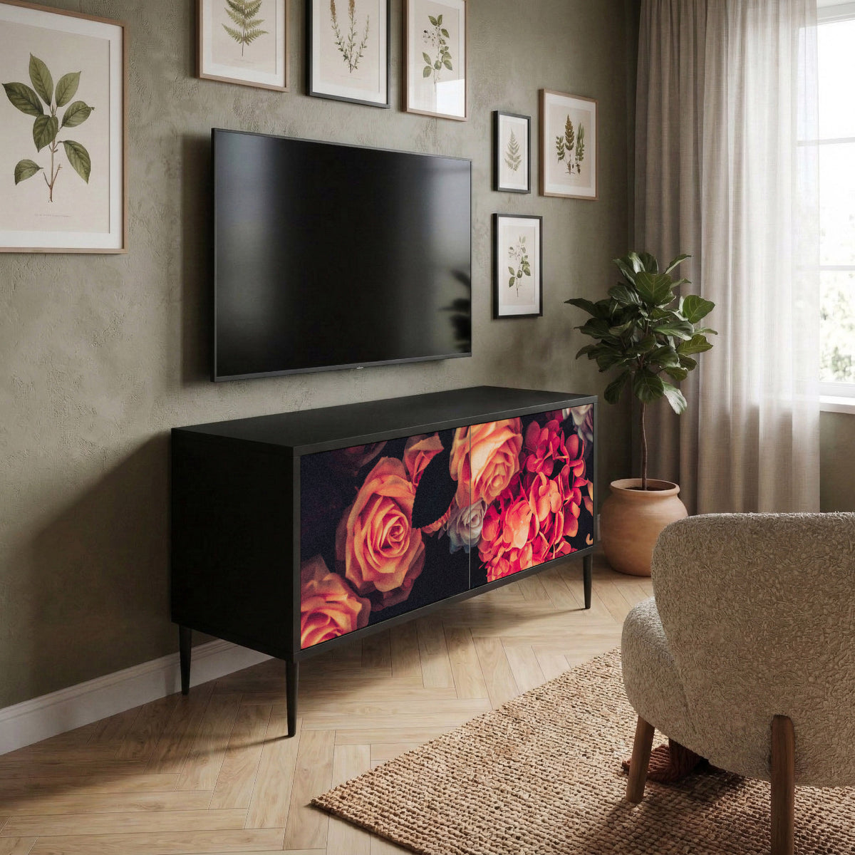 NEVERENDING BLOOM Móvel de TV Compacto de 2 Portas