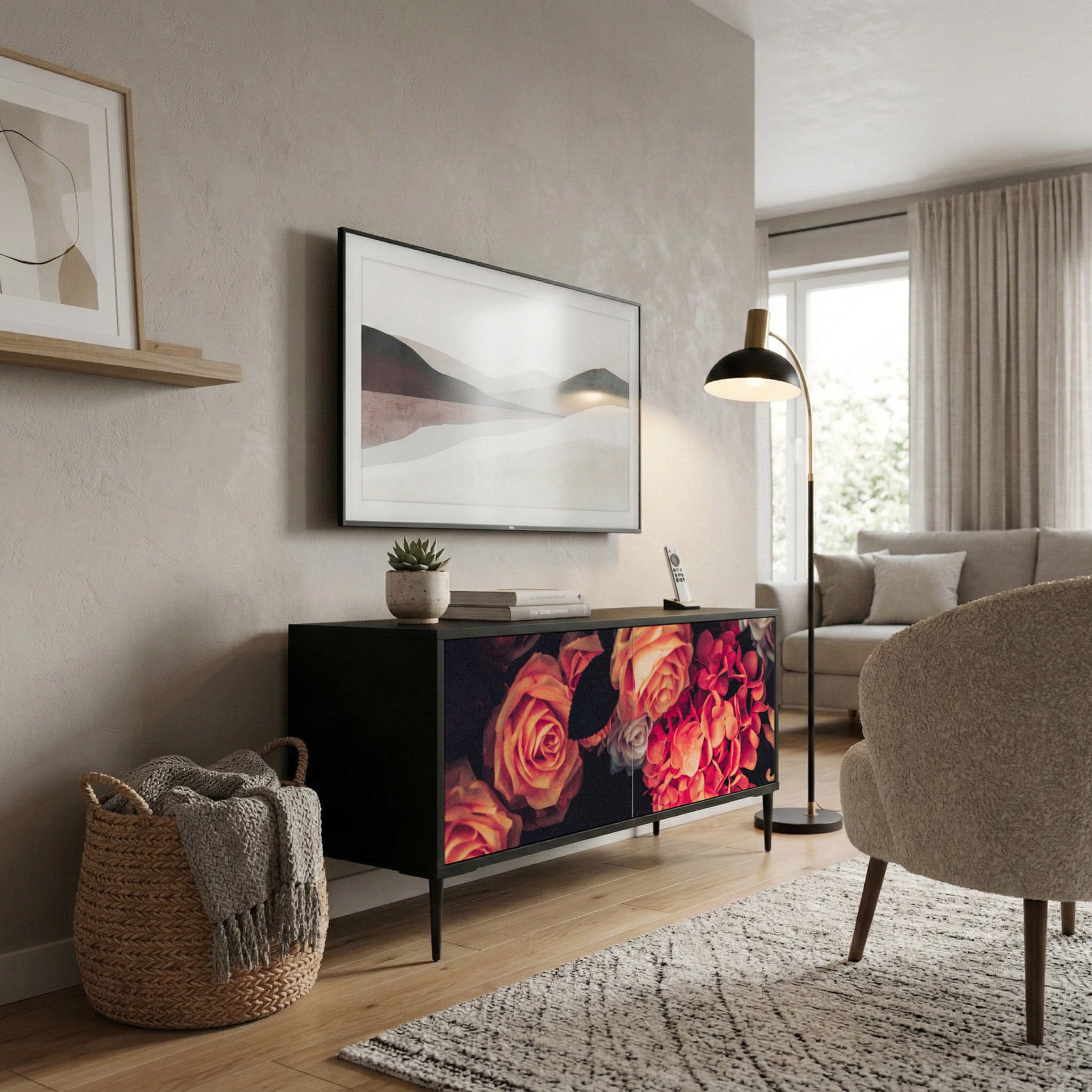 NEVERENDING BLOOM Compact 2-Door TV Cabinet
