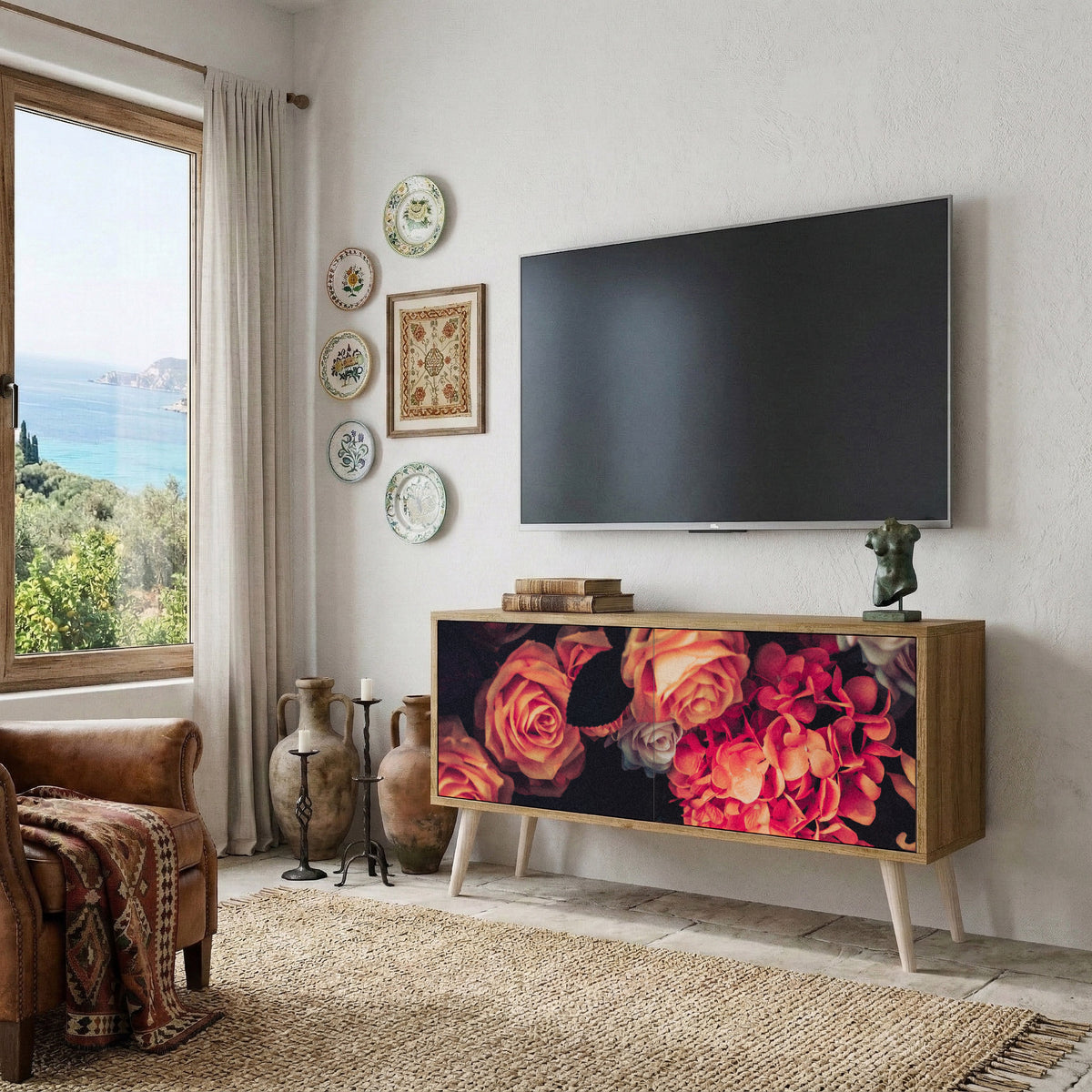 NEVERENDING BLOOM Móvel de TV Compacto de 2 Portas