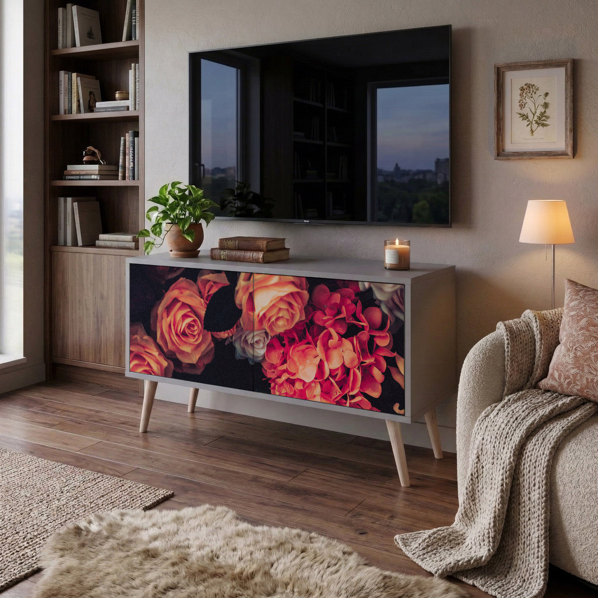 NEVERENDING BLOOM Móvel de TV Compacto de 2 Portas