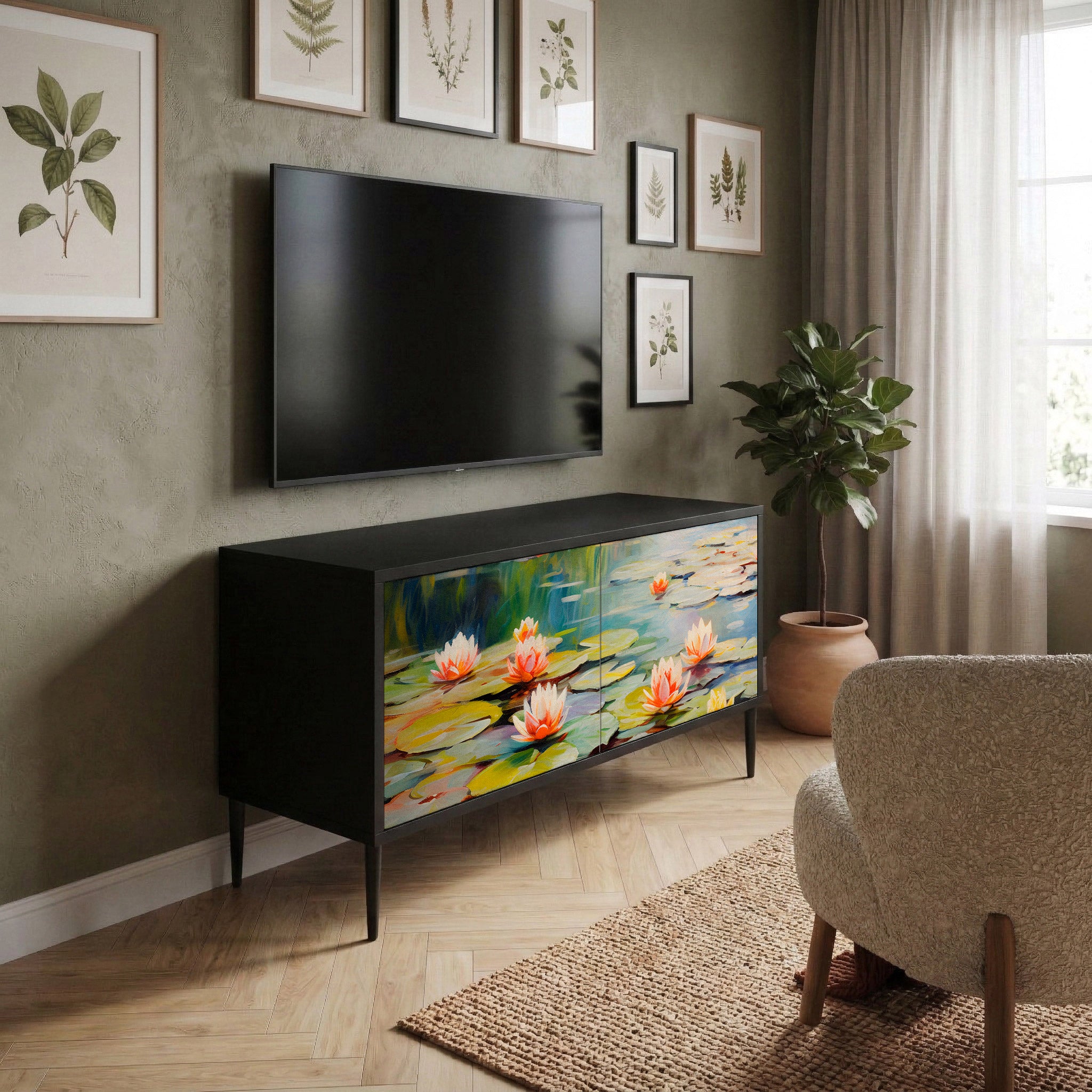 BLOOMING WATERS Móvel de TV Compacto de 2 Portas