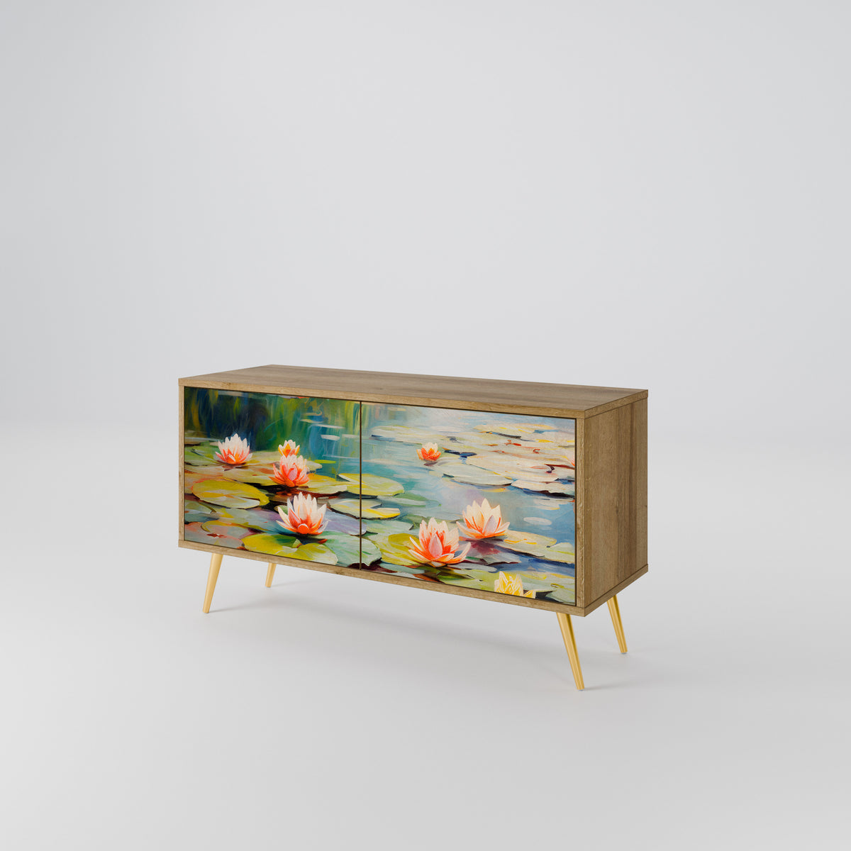 BLOOMING WATERS Compact 2-Door TV Cabinet