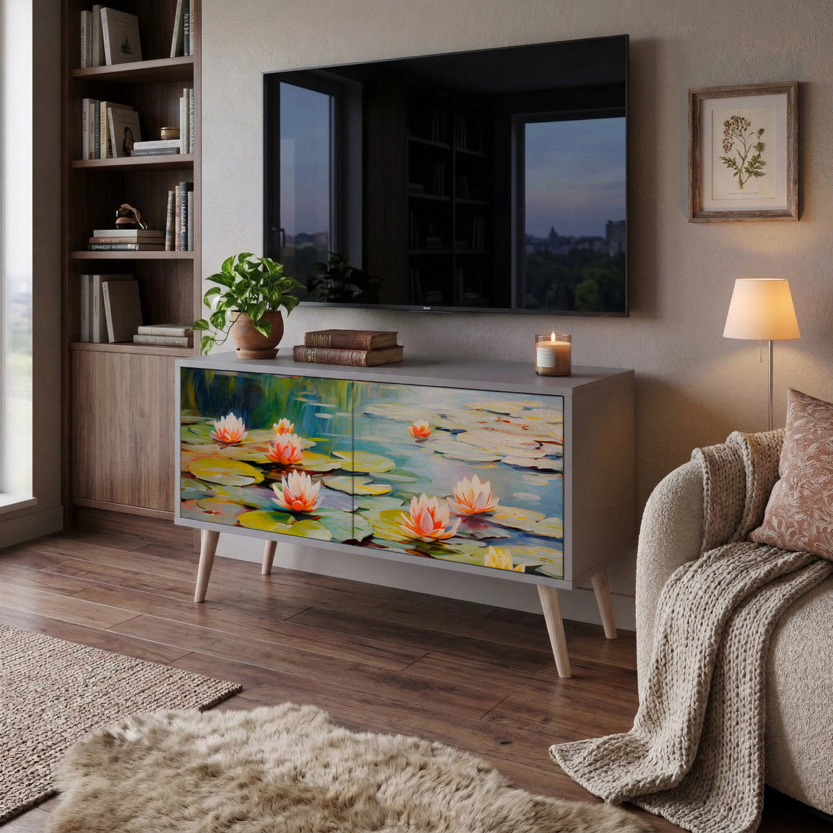 BLOOMING WATERS Móvel de TV Compacto de 2 Portas