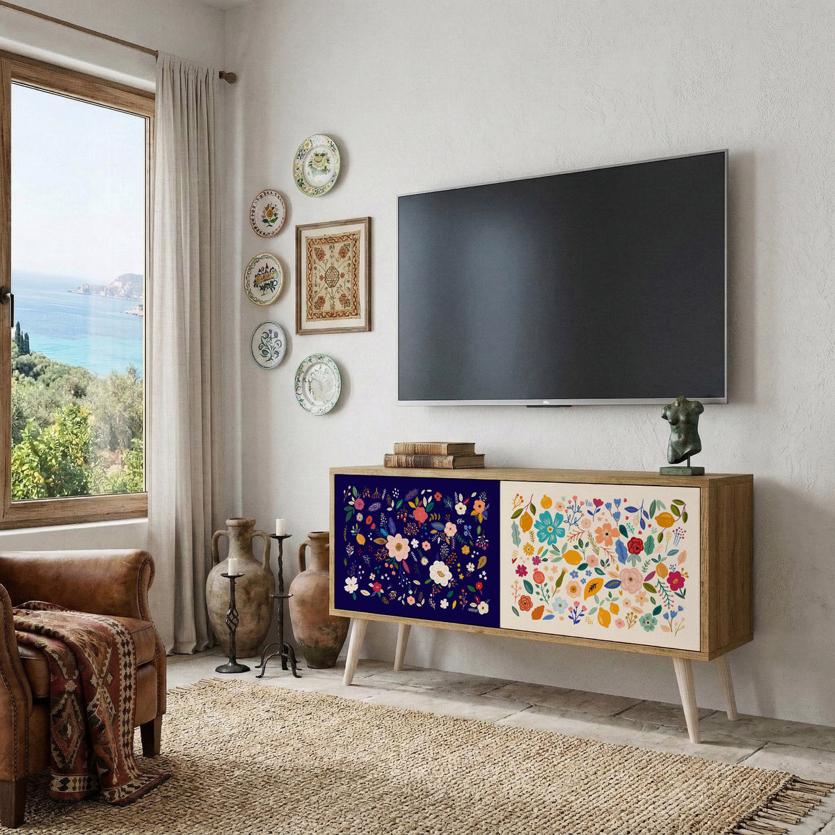FLORAL COMBINATION Móvel de TV Compacto de 2 Portas
