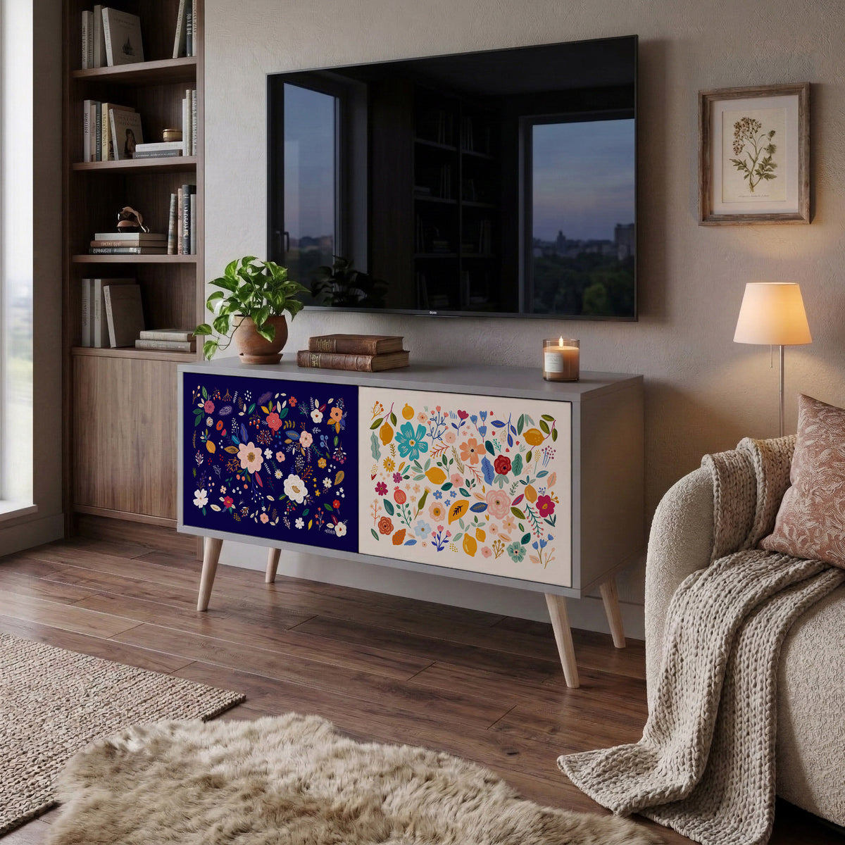 FLORAL COMBINATION Móvel de TV Compacto de 2 Portas