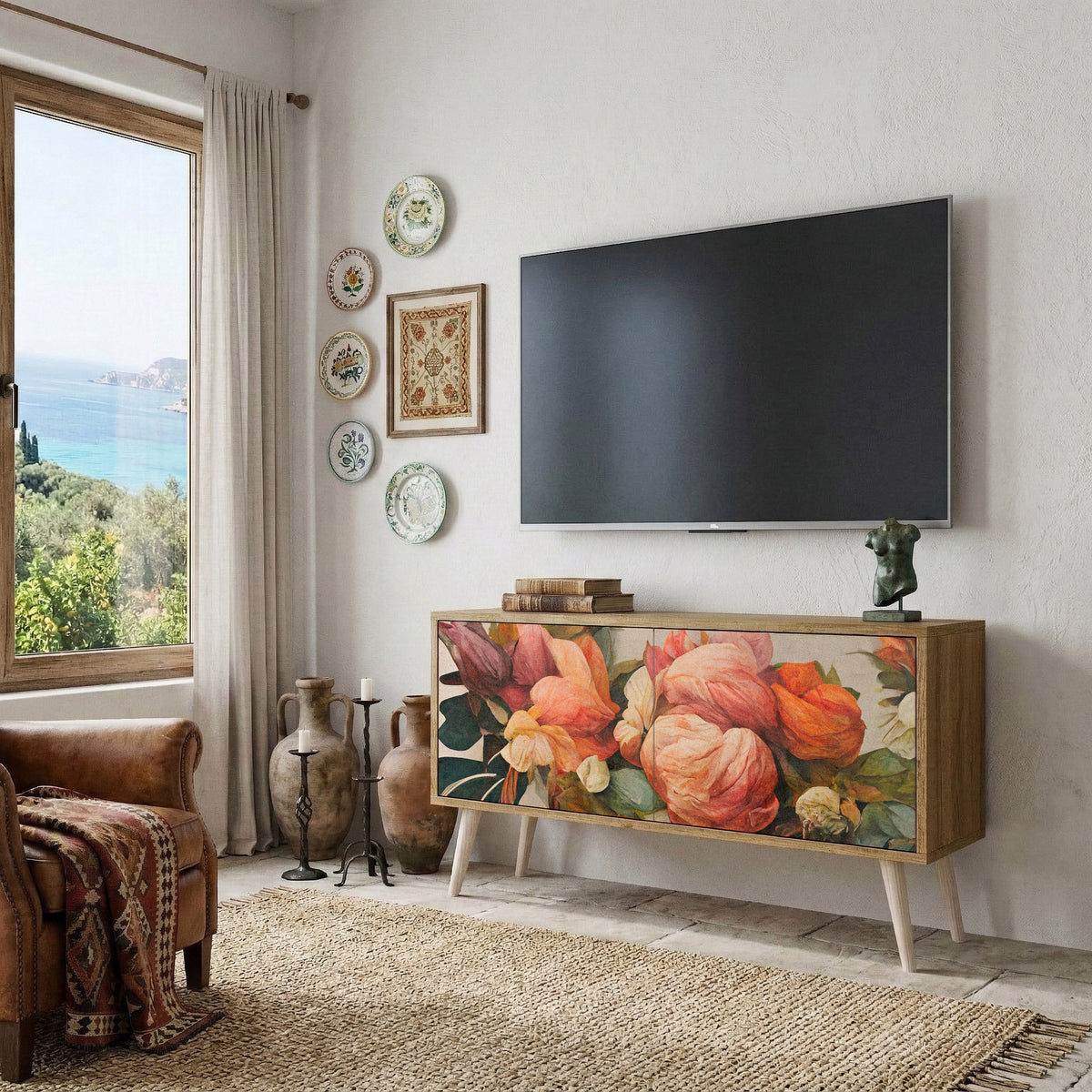 STYLISH BEAUTY Móvel de TV Compacto de 2 Portas