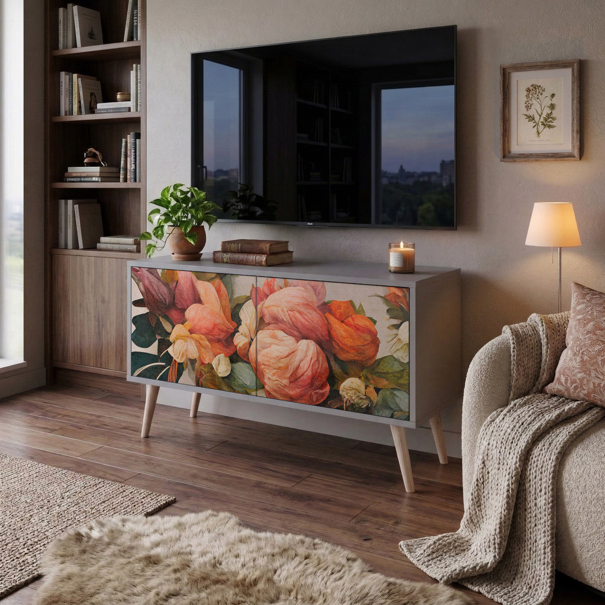 STYLISH BEAUTY Móvel de TV Compacto de 2 Portas