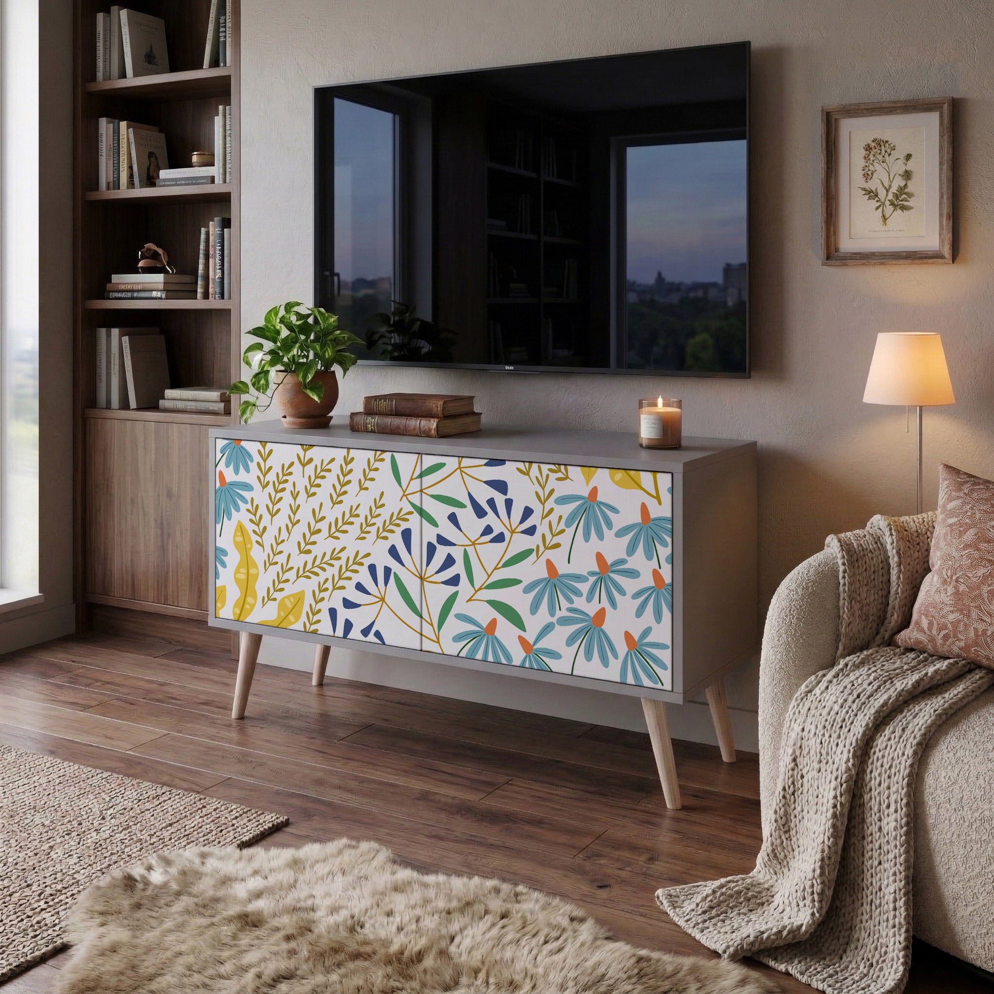 HELLO SPRING Compact 2-Door TV Cabinet
