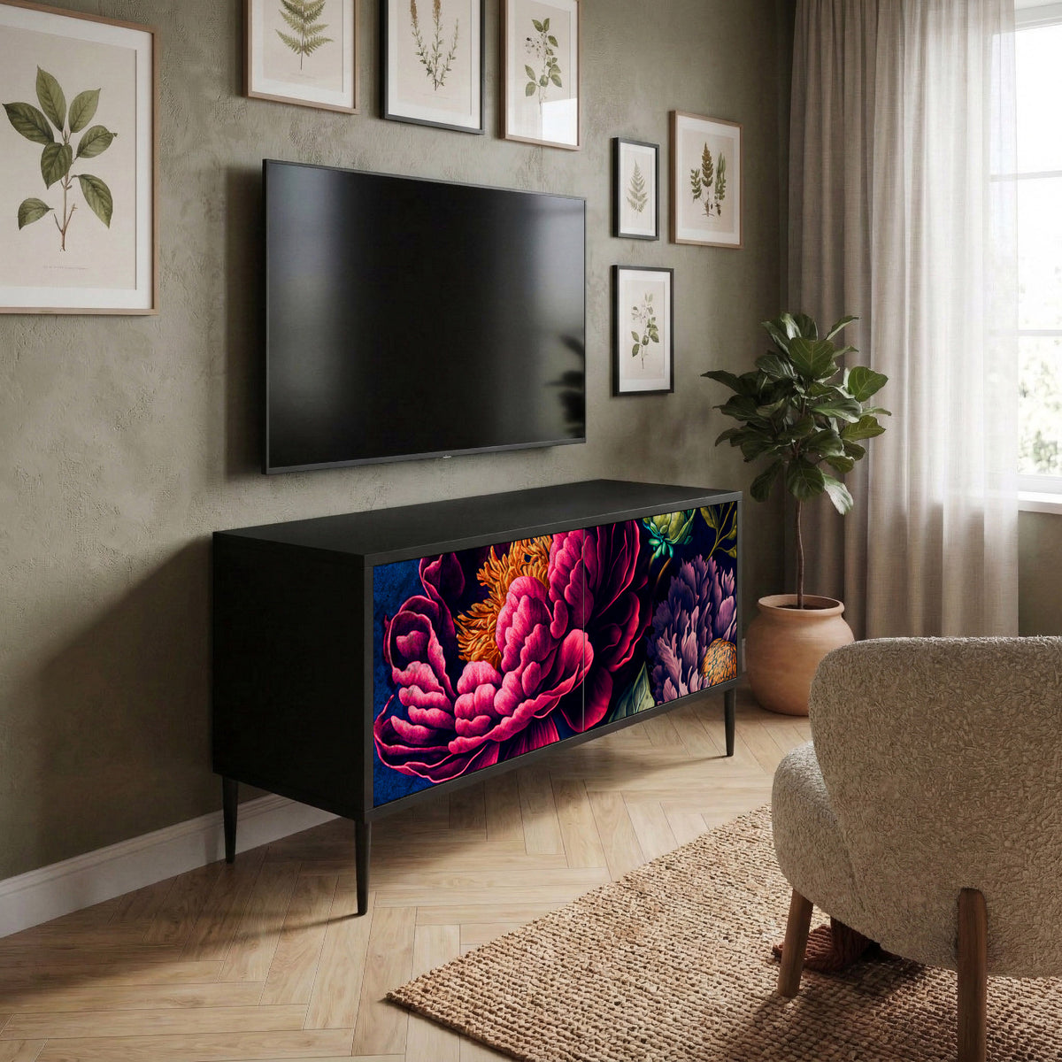 BLOOMING ELEGANCE Móvel de TV Compacto de 2 Portas