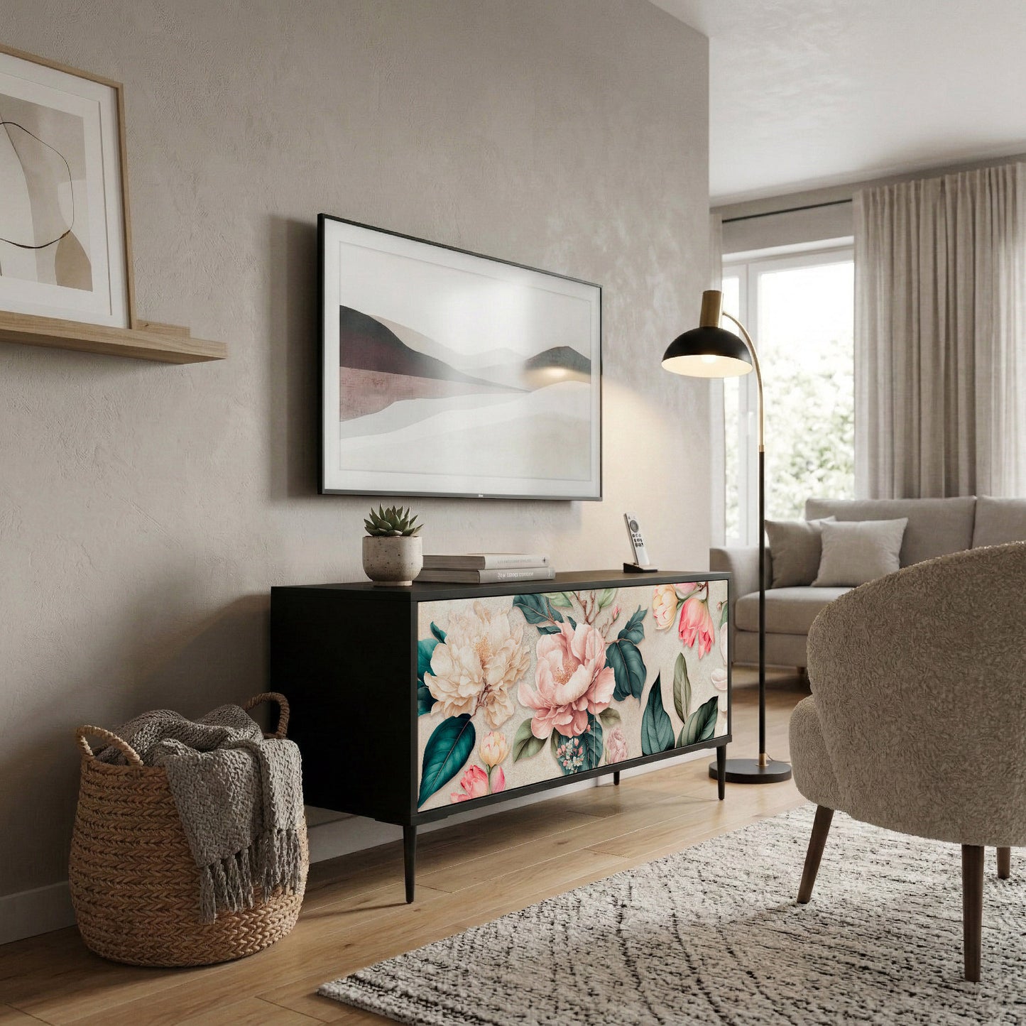 FLORAL GRACE Móvel de TV Compacto de 2 Portas