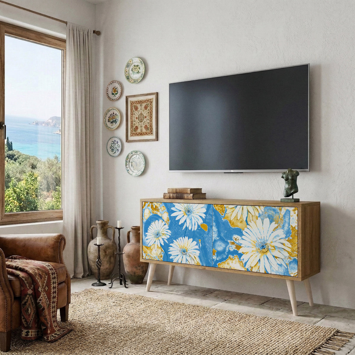 DAISY LUXE Móvel de TV Compacto de 2 Portas